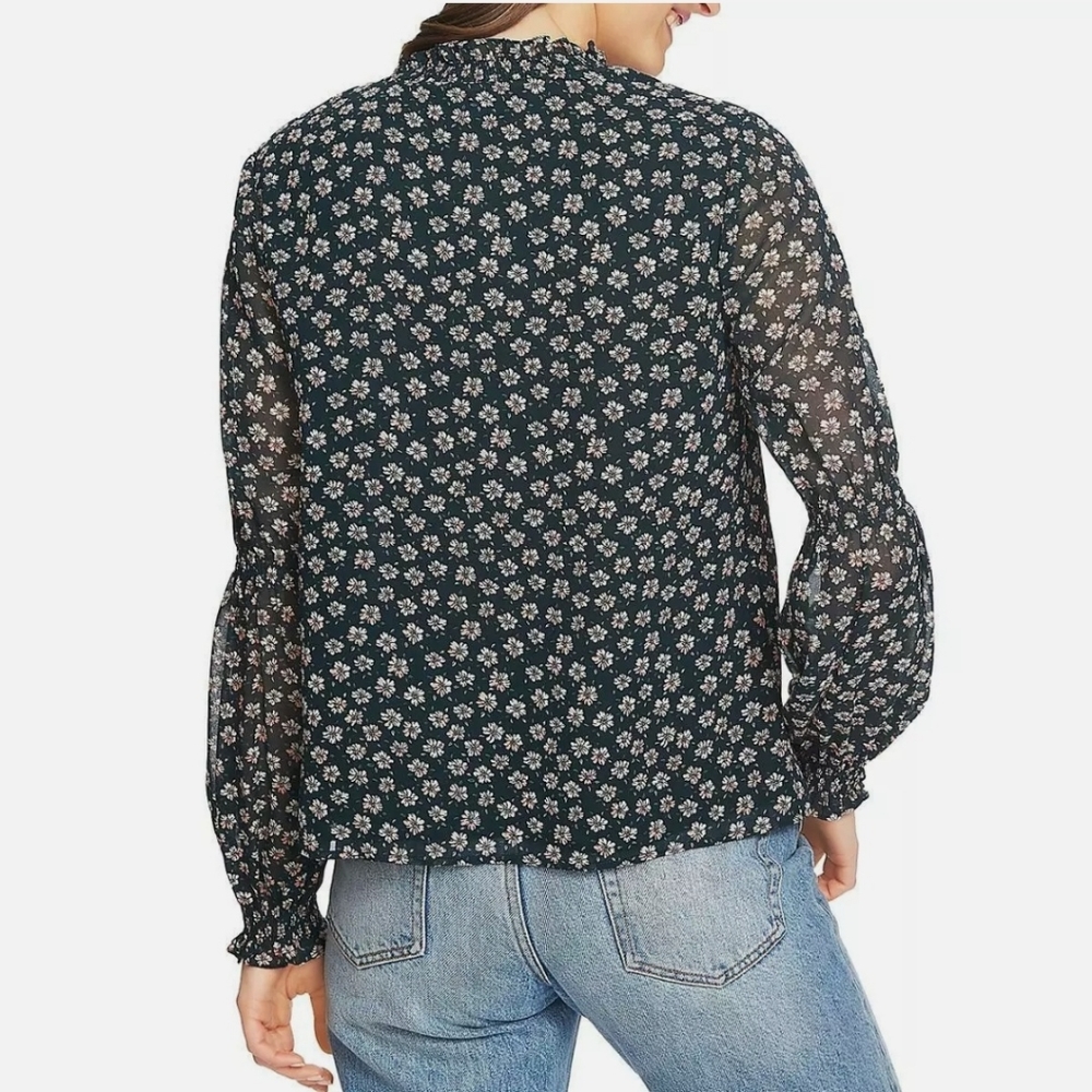 1. State Green Floral V-Neck Long Sleeve Blouse Size Small - Picture 7 of 11